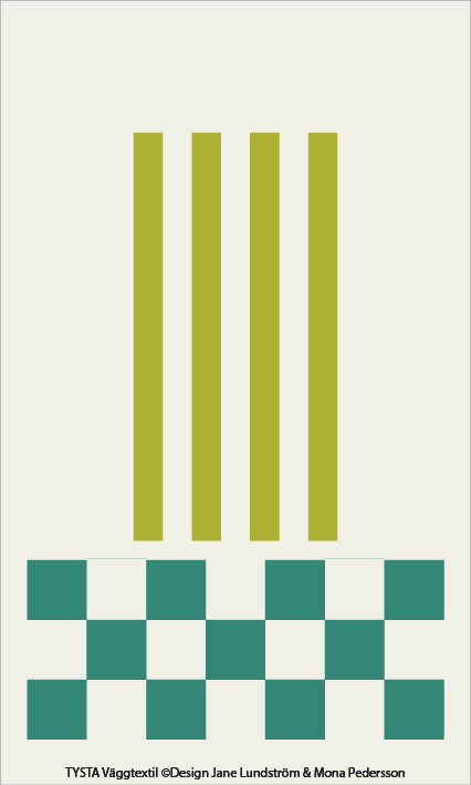 Textil design i ull för akustik och identitet med geometriska former och fokus på färg. 